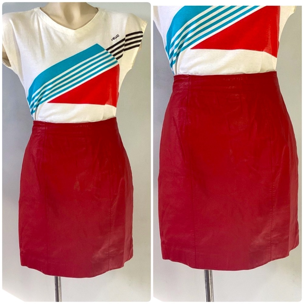 Vintage CHIA Red Leather Skirt